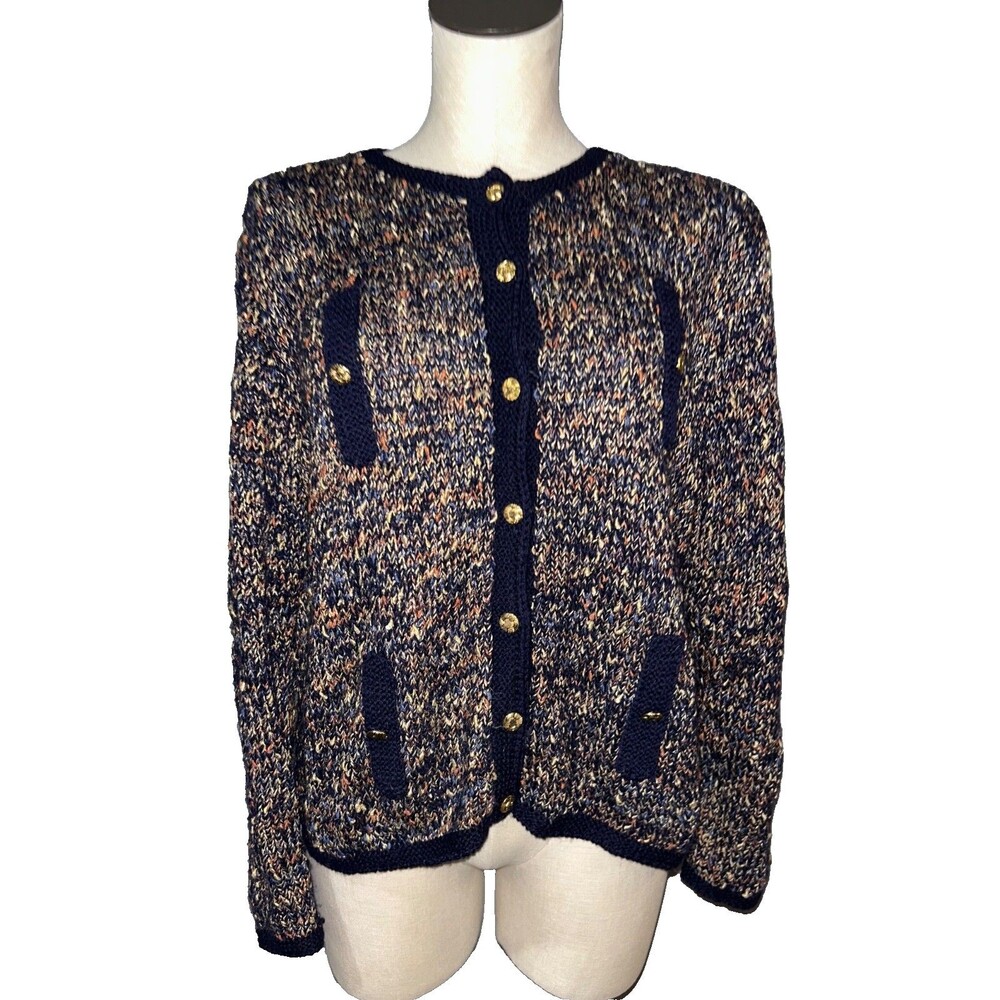 South Wool Women’s Vintage 100% Pure New Wool Cardigan Jacket M Gold Buttons